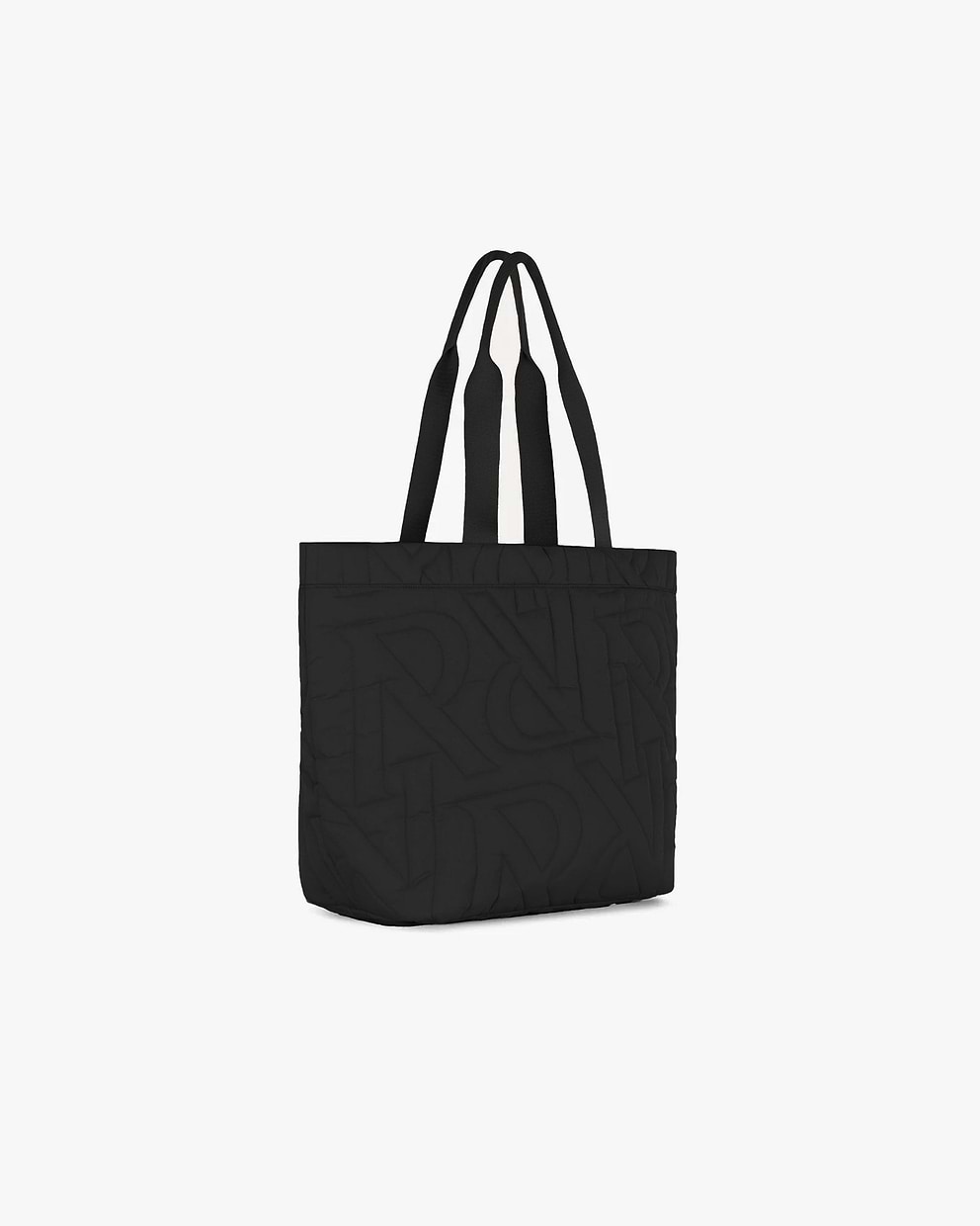 Initial Quilted Tote Bag - Black